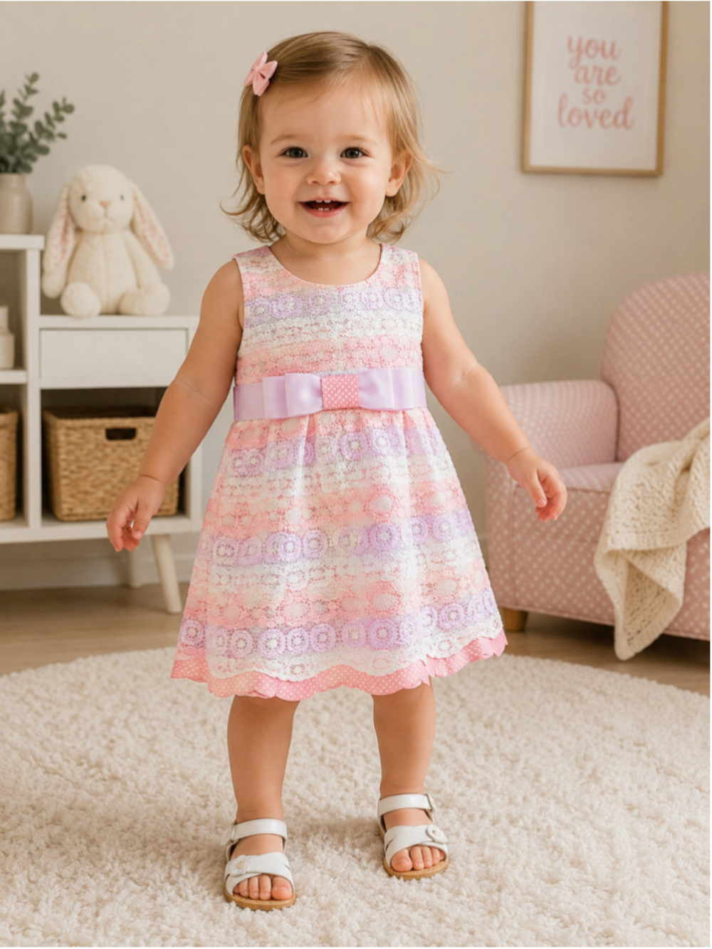 Baby Girl Jessica Ann Formal Dress 18 Months Pink White Lace